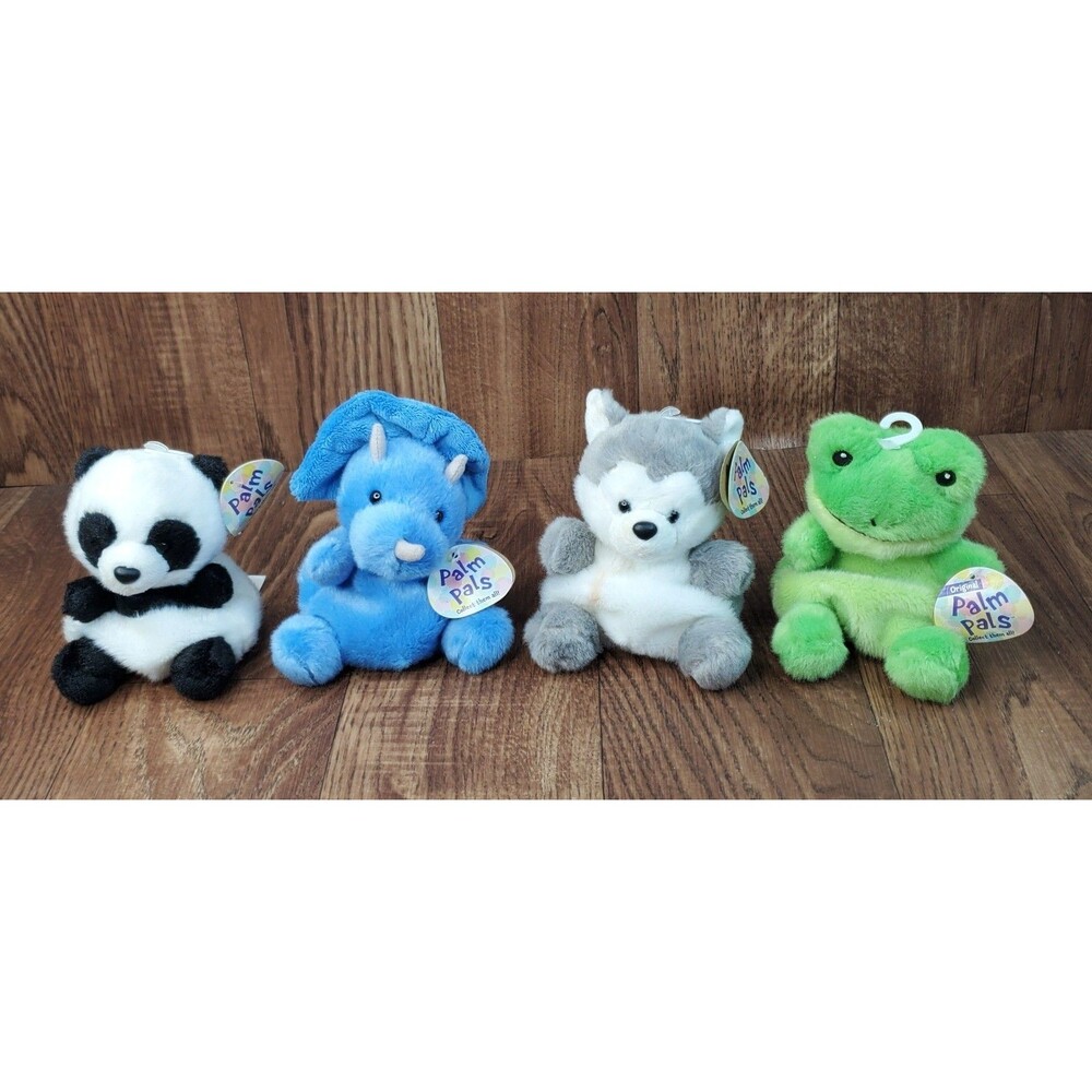 Palm Pals Aurora Lot of 4 Tank Triceratops Bamboo Panda Busky Husky Ribbit Frog